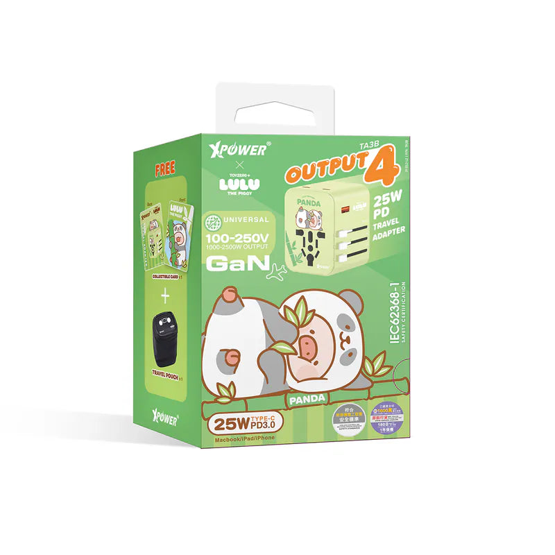 XPower x Lulu the 
Piggy TA3B 25W 
4 Output PD 
3.0/PPS Travel 
Adapter