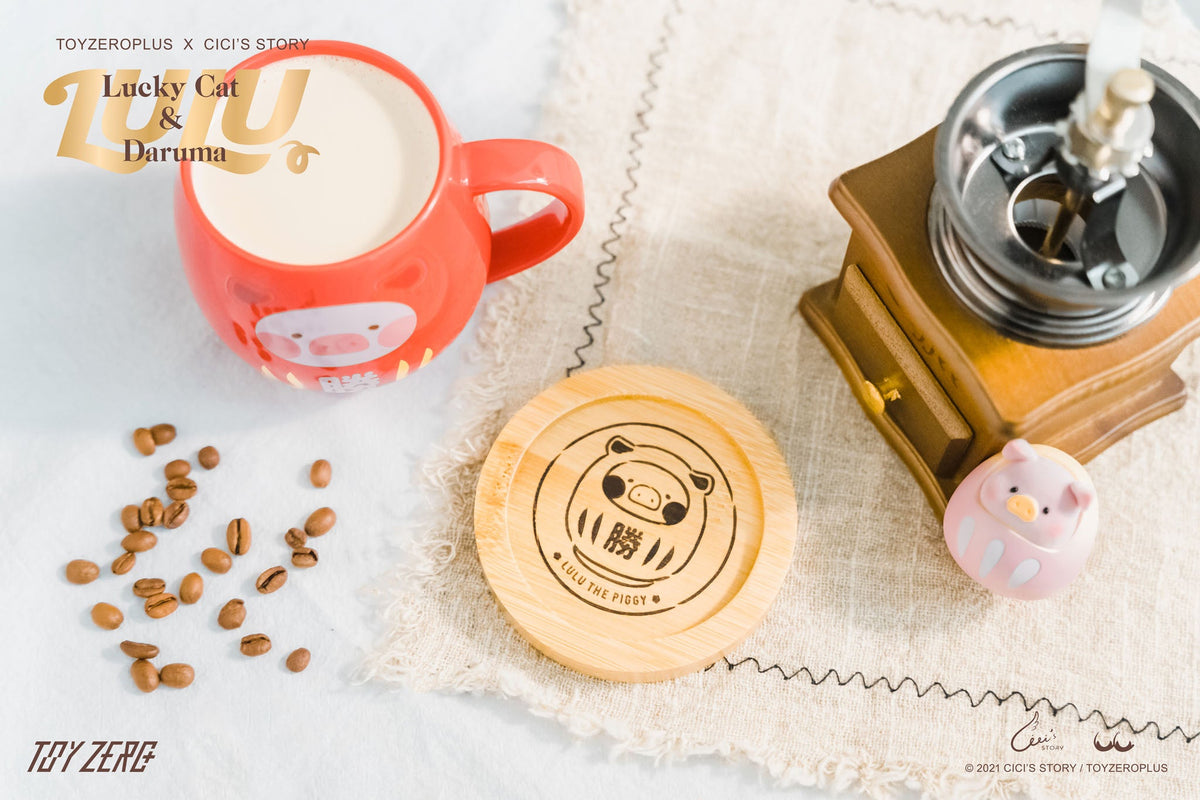 LuLu Lucky Cat Series Ceramic Mug with Wooden Coaster Set – LuLu