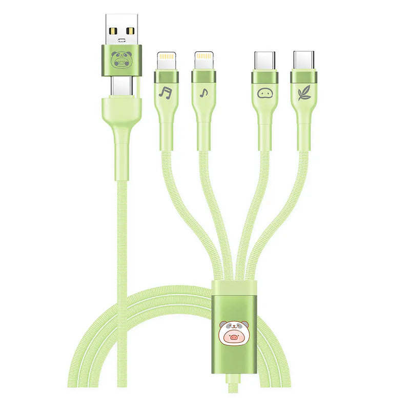 XPower x 罐頭豬LuLu🐷BC24 罐頭豬LuLu 8合1 2出4 100W PD3.0鋁合金傳輸快速充電線 2米