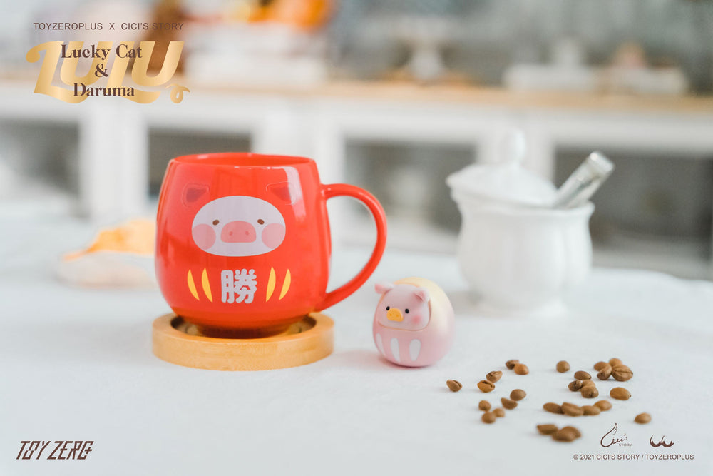 
            
                Load image into Gallery viewer, LuLu Lucky Cat Series Ceramic Mug with Wooden Coaster Set
            
        