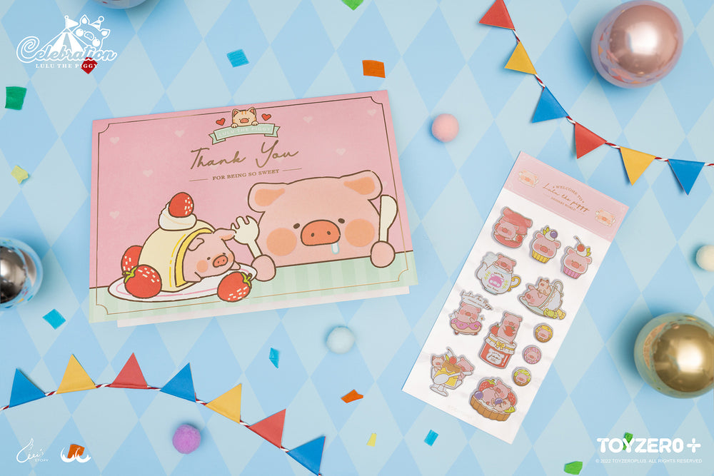 LuLu The Piggy Celebration - Greeting Card With Sticker Set